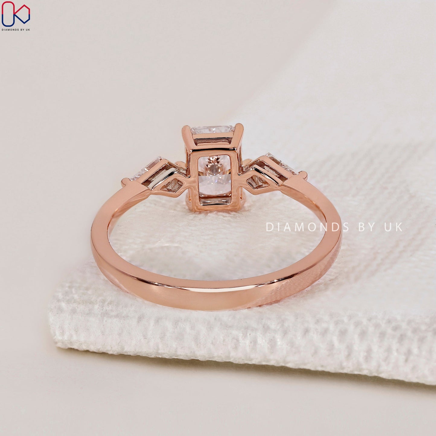 3 Stone Ring With Radiant and Kite Cut Diamonds