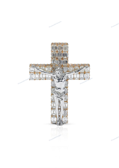 3D Design Moissanite Silver Gold Plating Cross Hip Hop Pendant