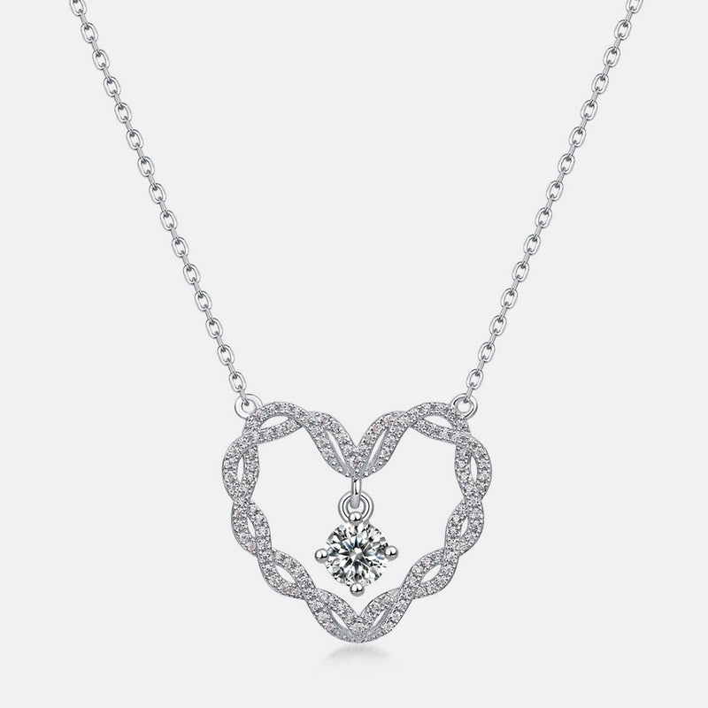 Moissanite Infinity Twisted Heart Pendant Necklace