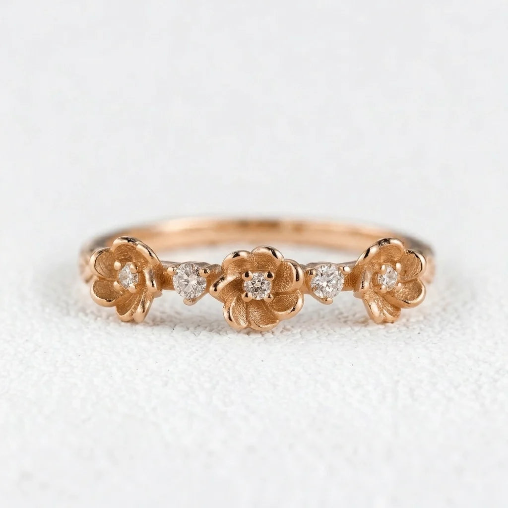 Flora’s Trio | Three Flower Diamond Wedding Band