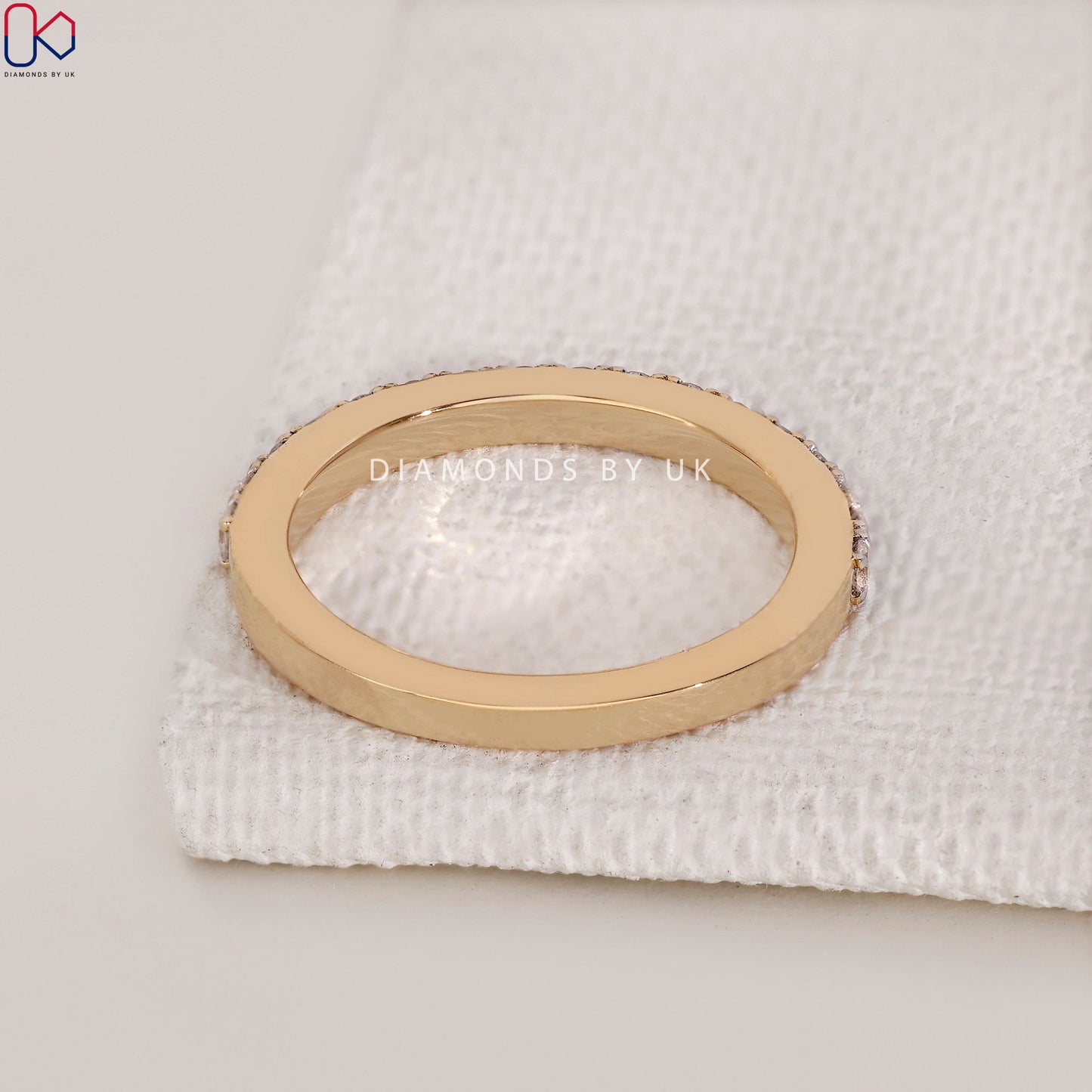 Round Diamond Two Tone Wedding Band