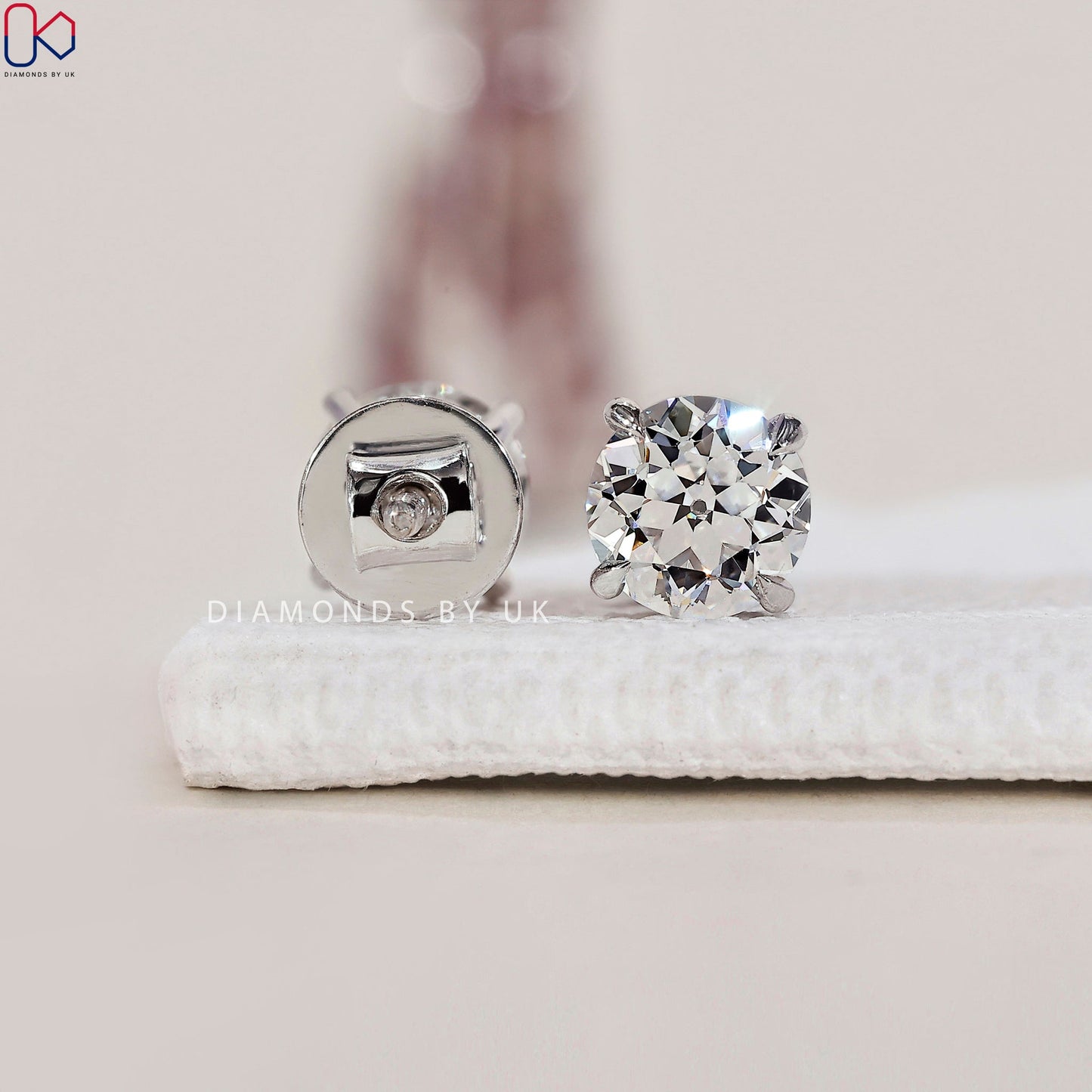 Diamond Stud Earrings - Round Old European Cut