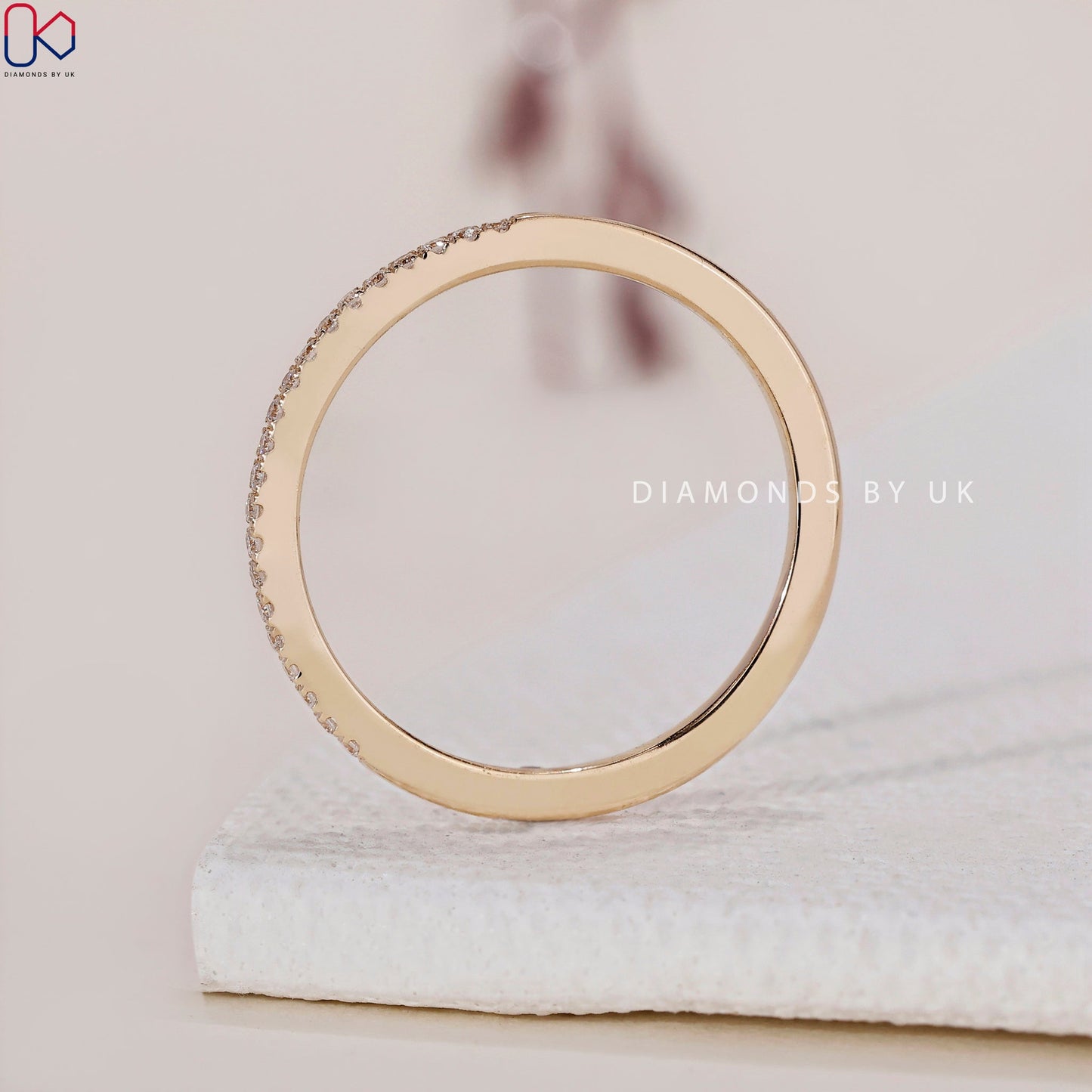 Pave Wedding Band - Half Eternity Diamonds