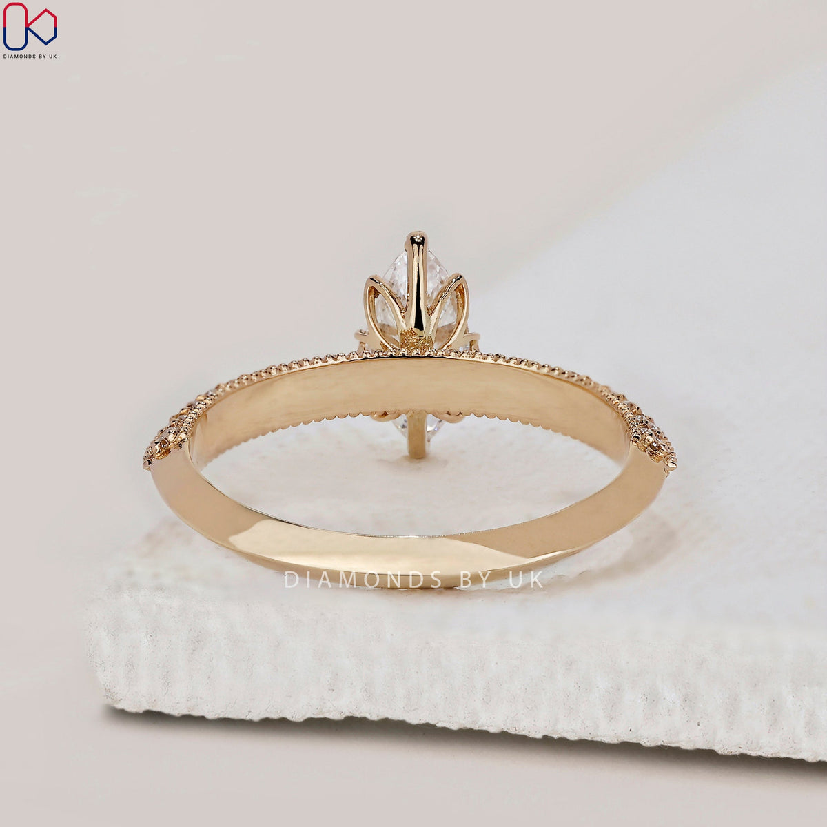 Two Sided Pave Set Marquise Diamond Ring