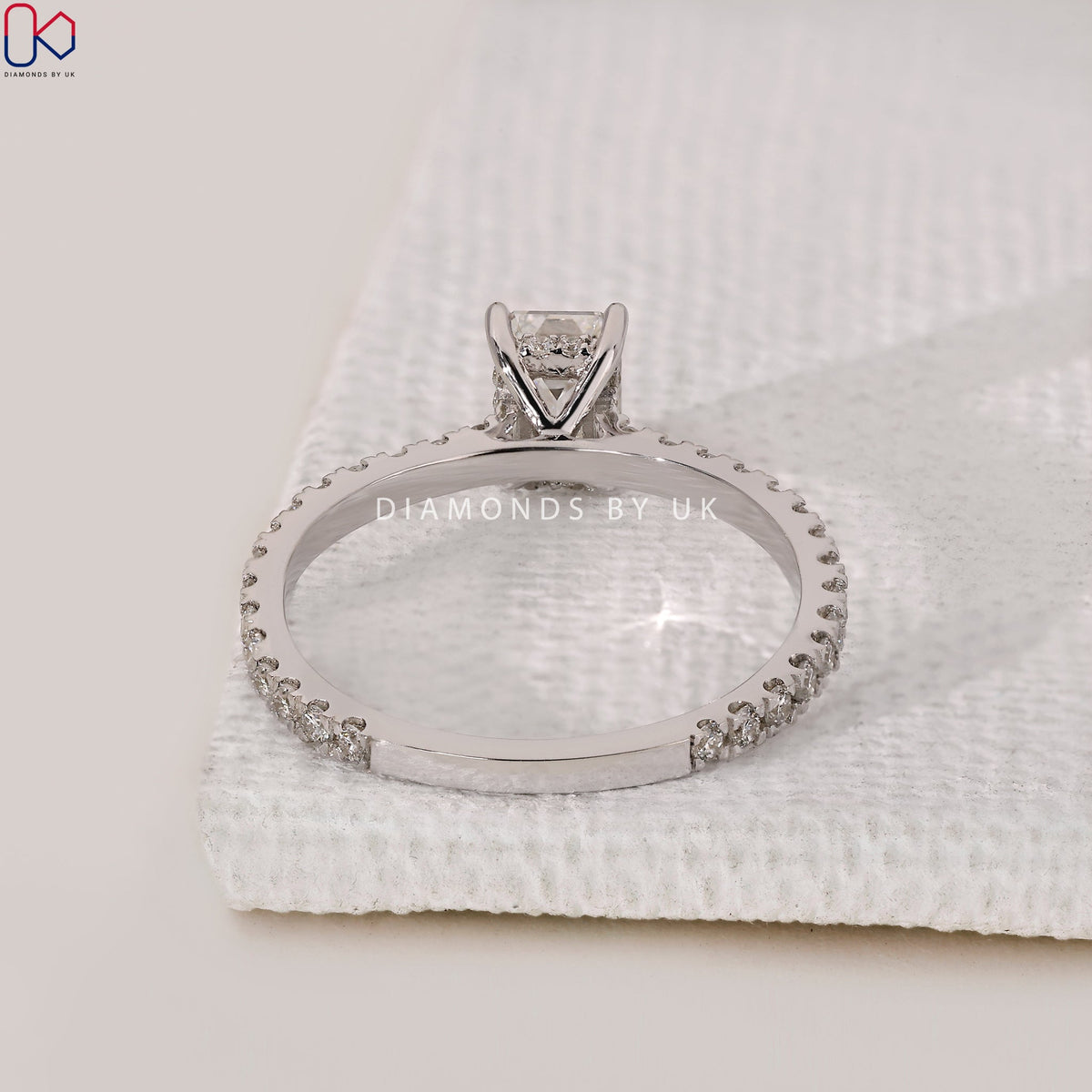 Emerald Cut Diamond Ring In White Gold