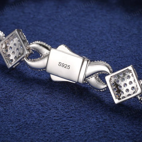 Iced Out Infinity 11mm Sterling Silver VVS Moissanite Cuban Bracelet