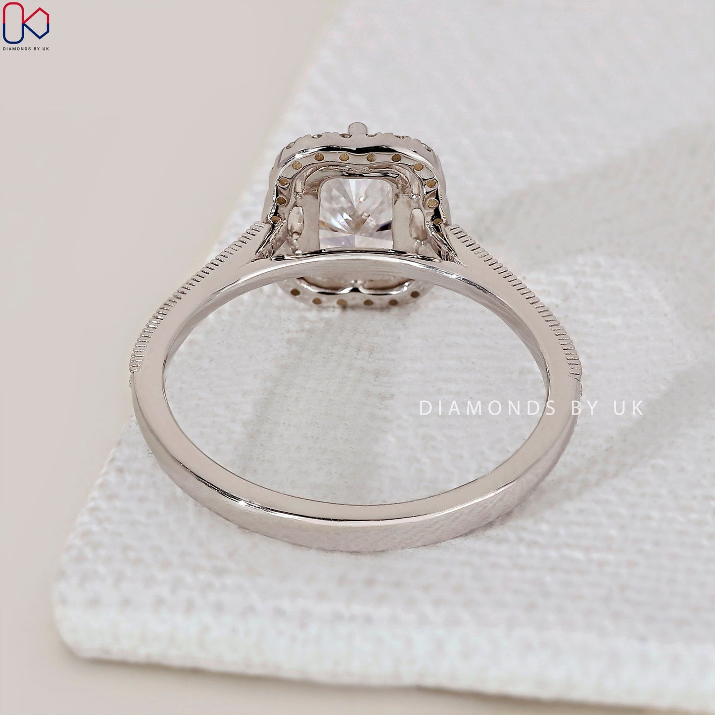 Radiant Cut Diamond Ring With Milgrain Setting