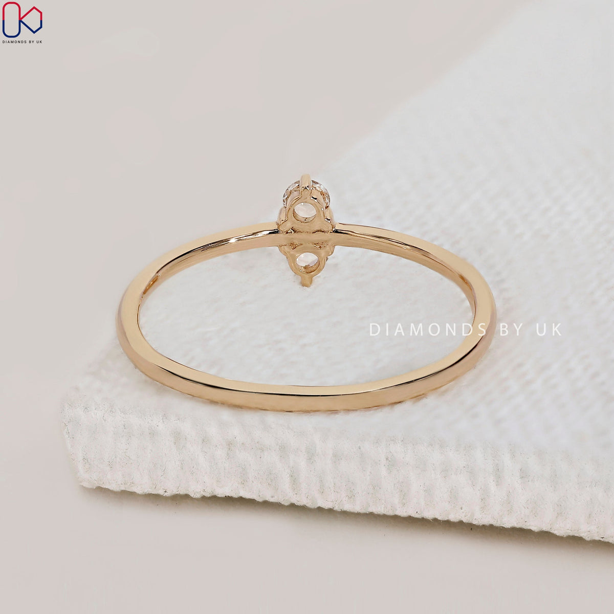 Round Rose Cut Two Stone Engagement Ring