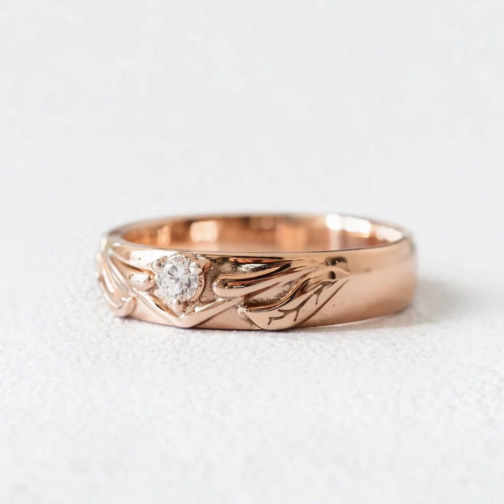 Ivy’s Spark | Diamond Leaf Wedding Band