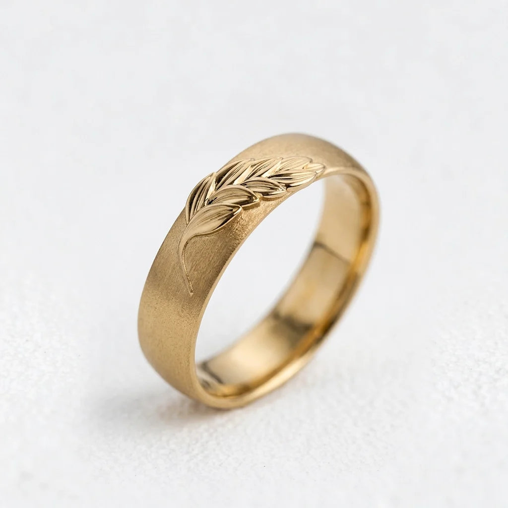 Isla’s Frond | Palm Leaf Sandblast 6MM Men's Wedding Band