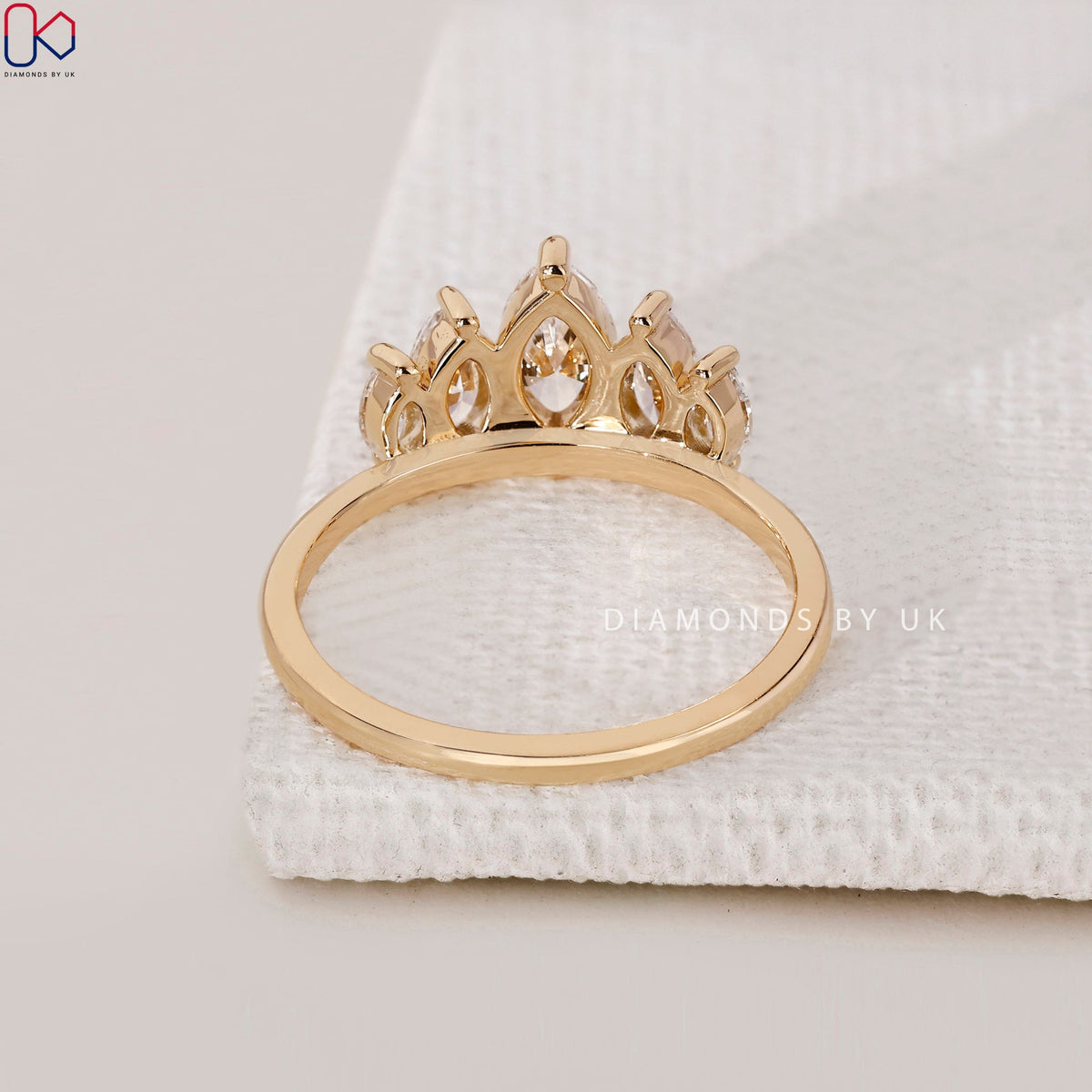 5 Stone Marquise Wedding Band In Yellow Gold
