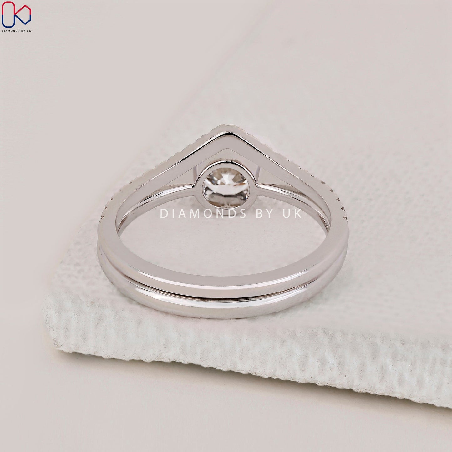 White Gold Solitaire Engagement Ring With Wedding Band