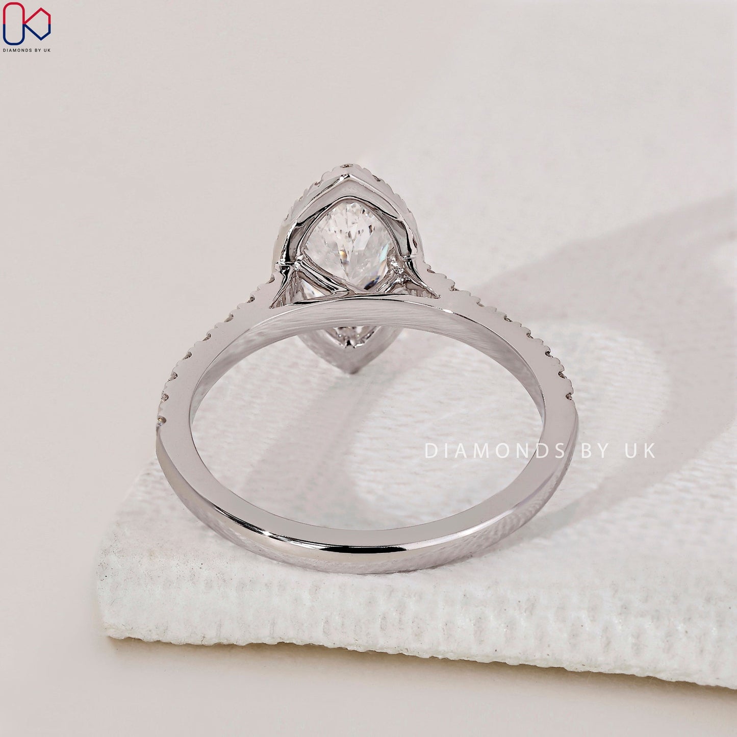 Marquise Diamond Engagement Ring With Pave Band