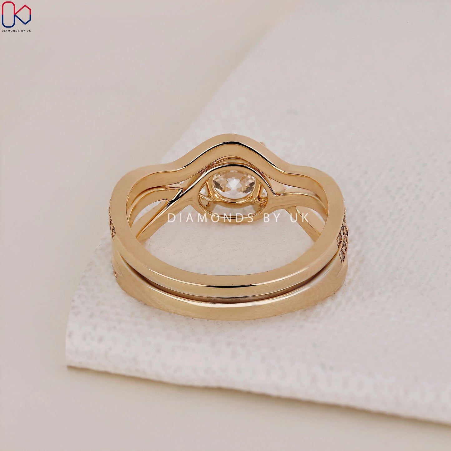 Round Engagement Ring With Wedding Band