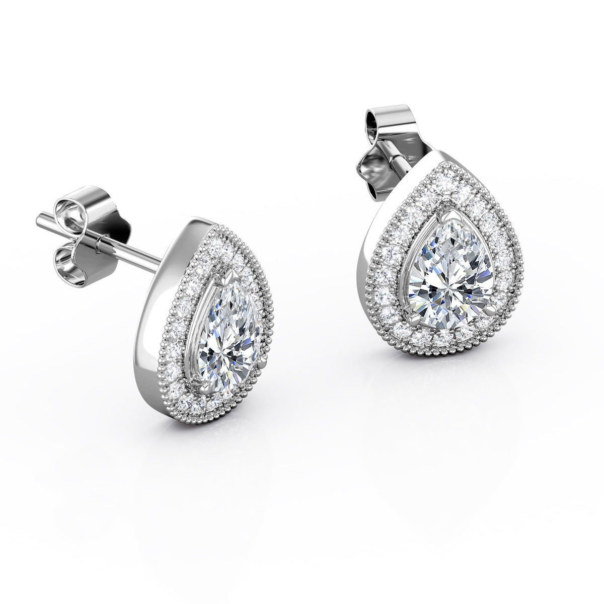 Milgrain Set Moissanite and Diamond Stud Earrings