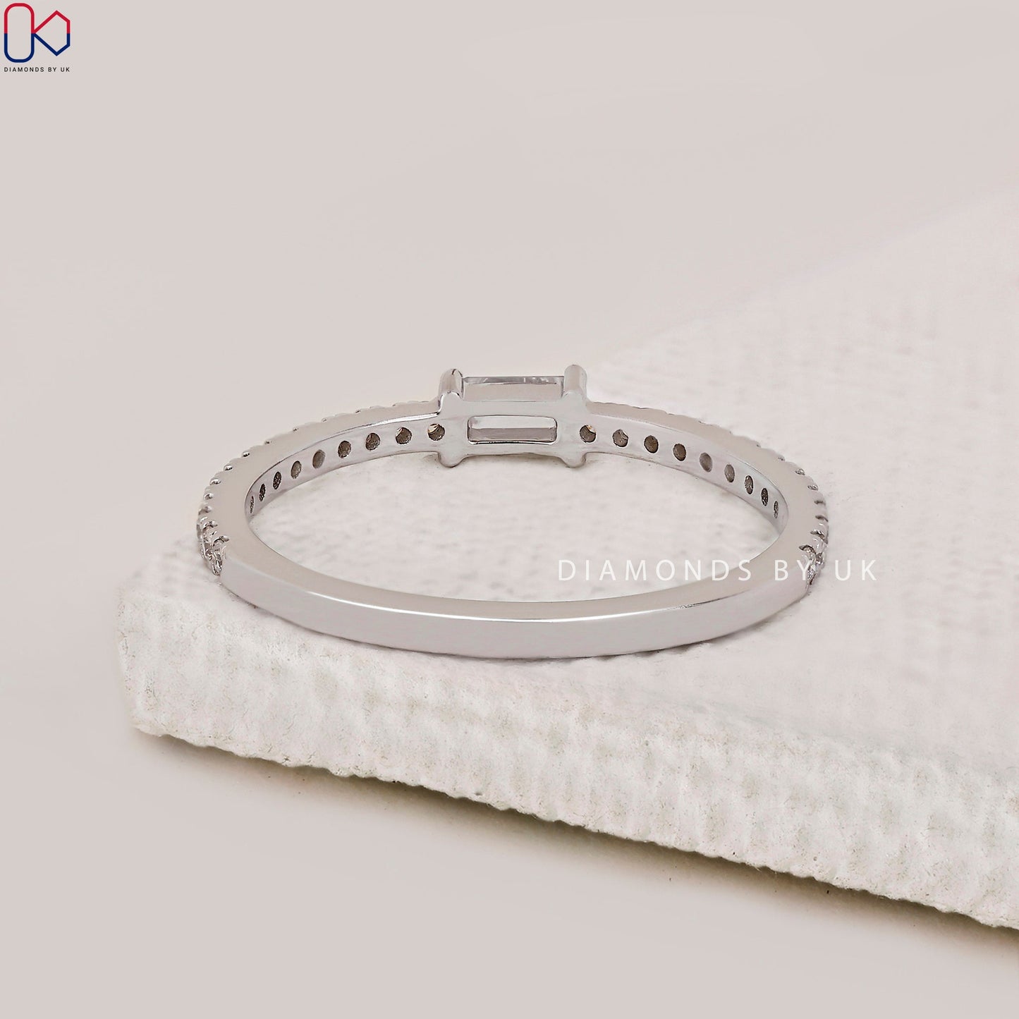 Half Eternity Baguette And Round Diamond Band