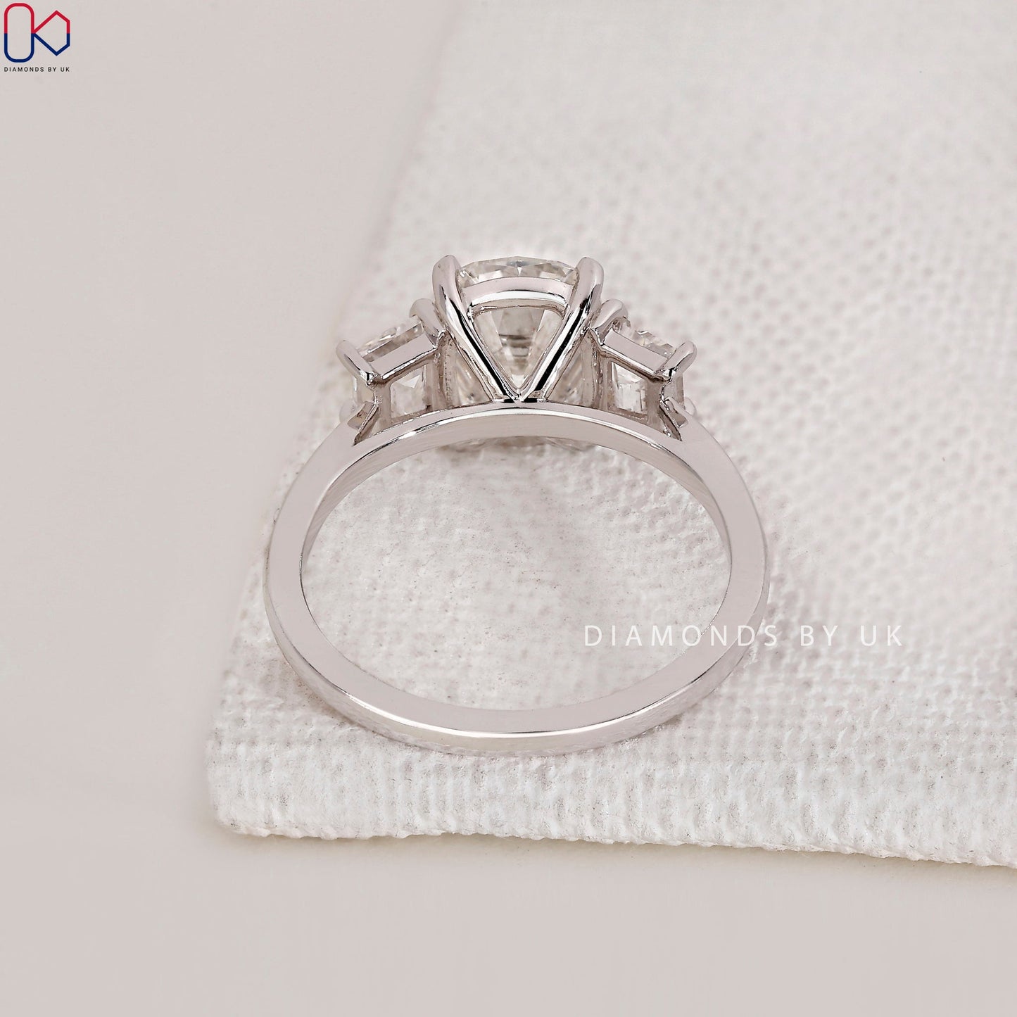 Old Mine Cut Diamond Engagement Ring In White Gold