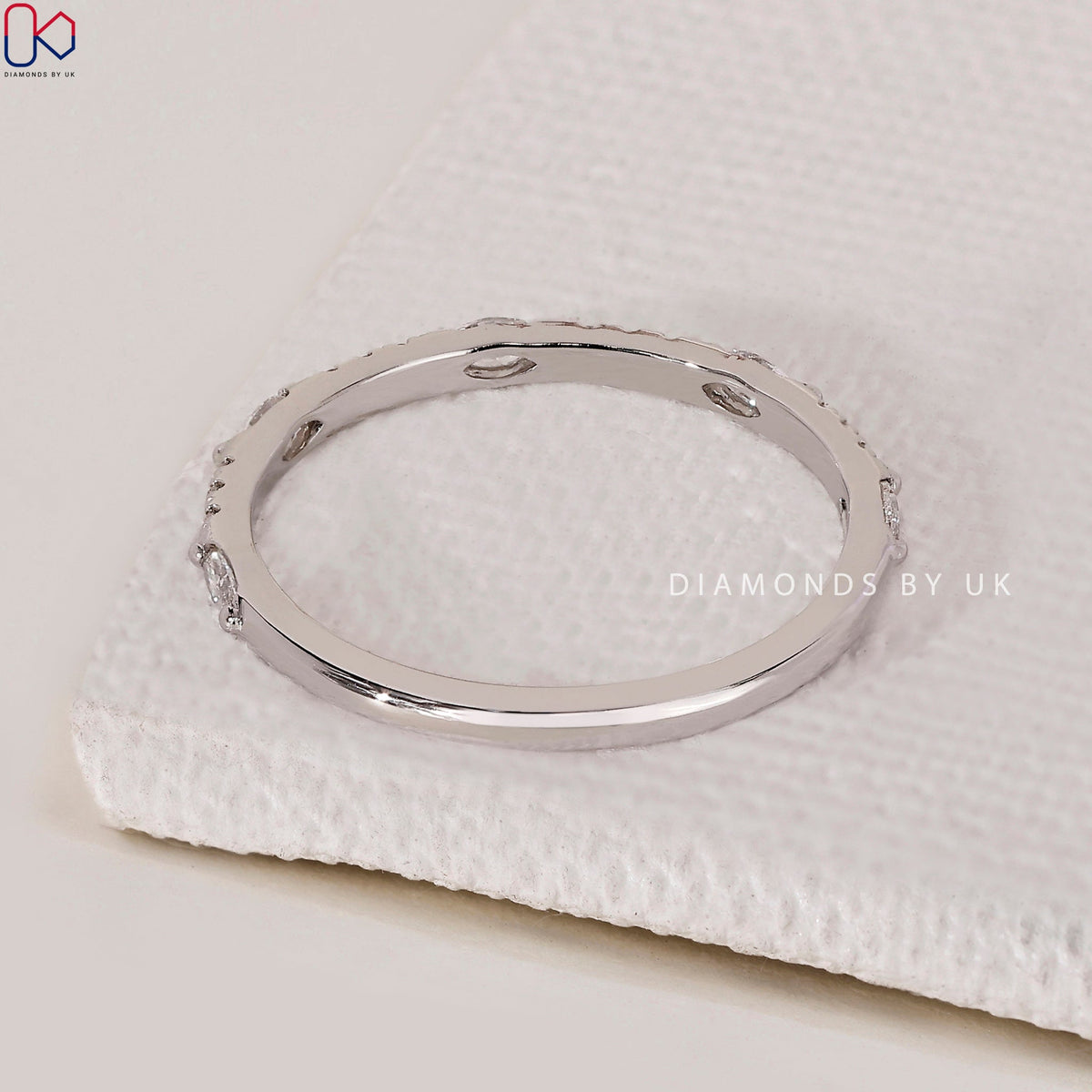 Half Eternity Wedding Band In White Gold