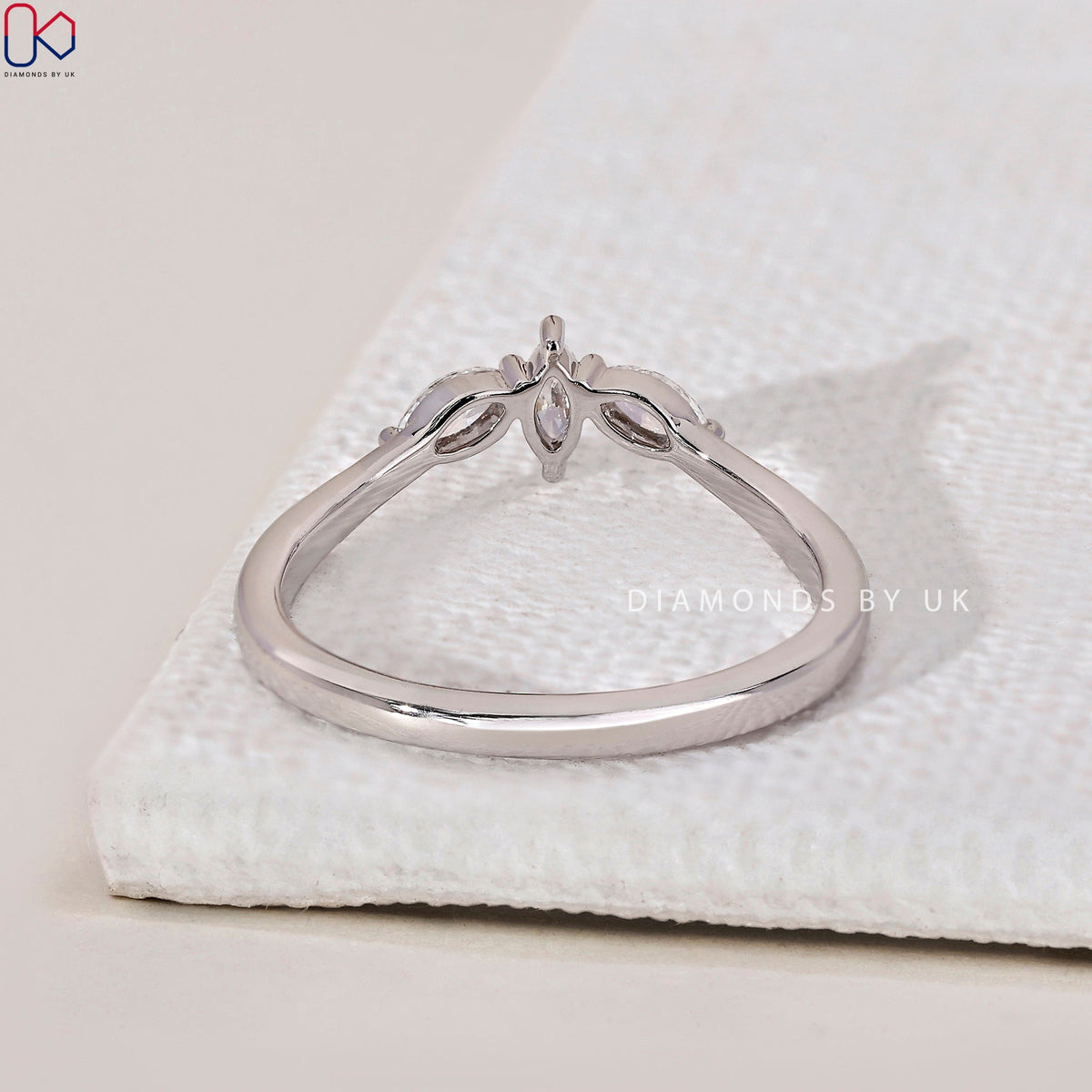 Marquise Wedding Band - 3 Stone Diamond