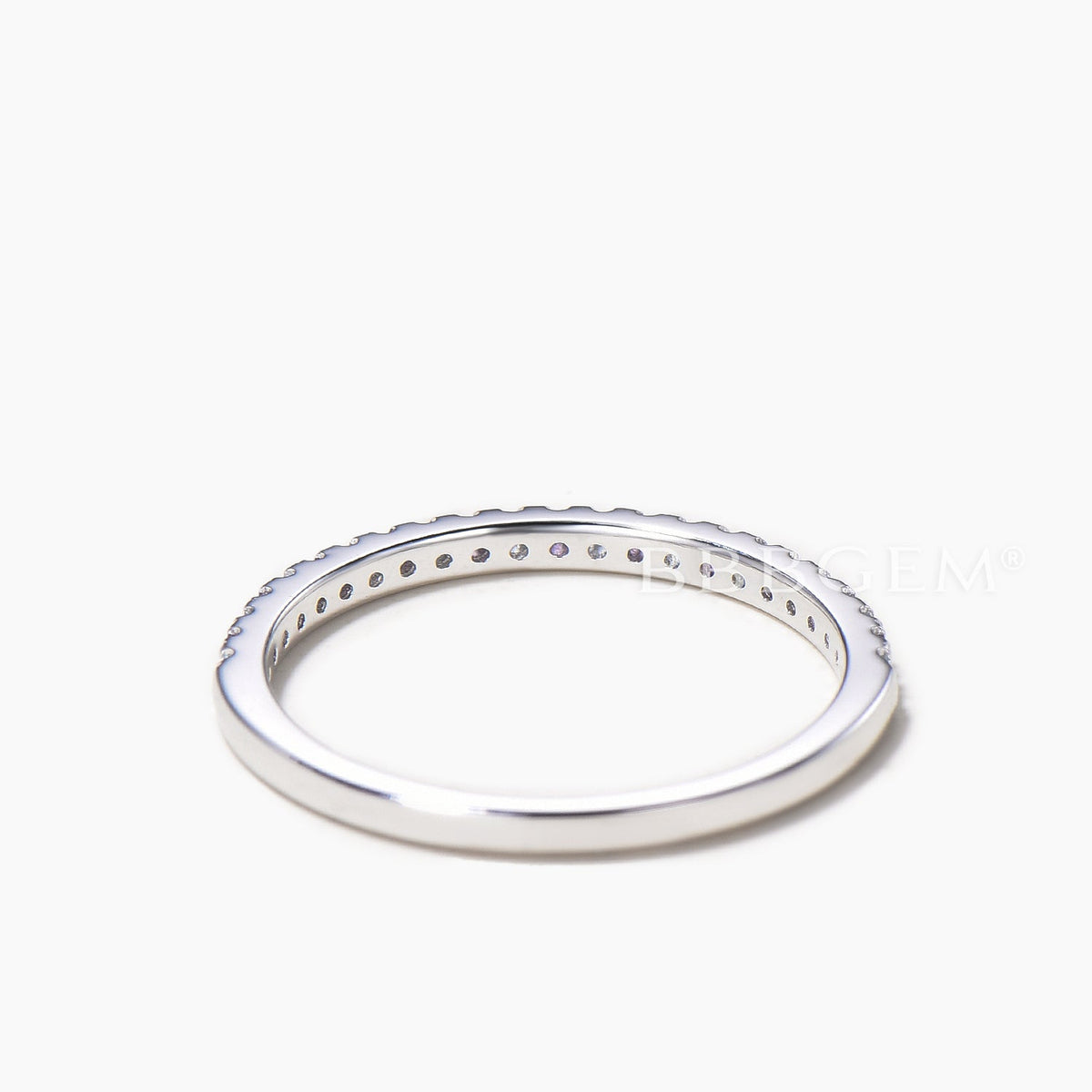 Color-change Alexandrite And Natural Amethyst Half Eternity Stacking Wedding Band