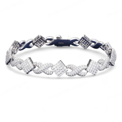 Iced Out Infinity 11mm Sterling Silver VVS Moissanite Cuban Bracelet