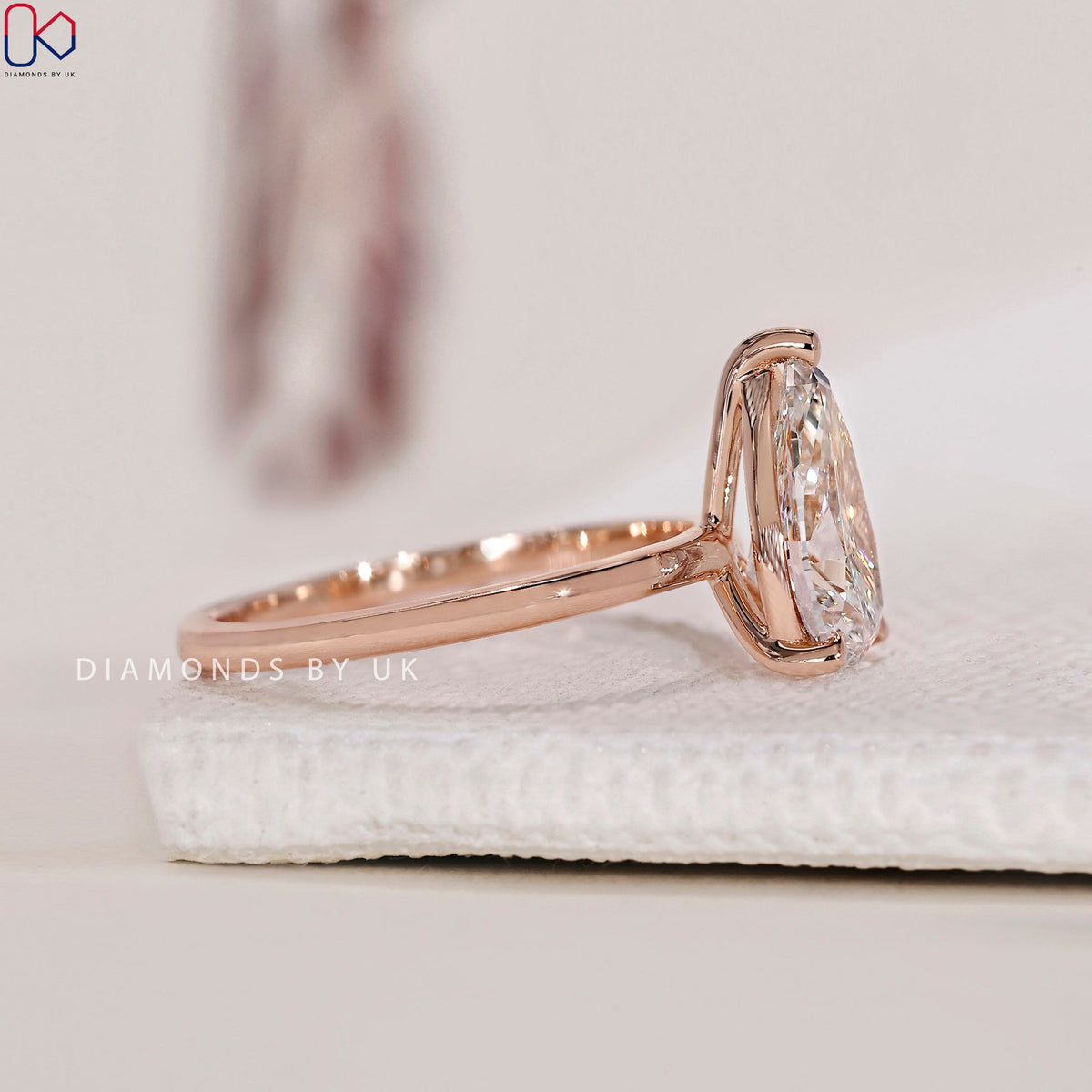 Pear Solitaire Engagement Ring - Rose Gold