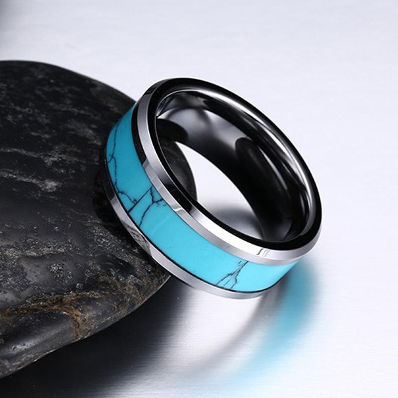 Natural Turquoise Tungsten Ring