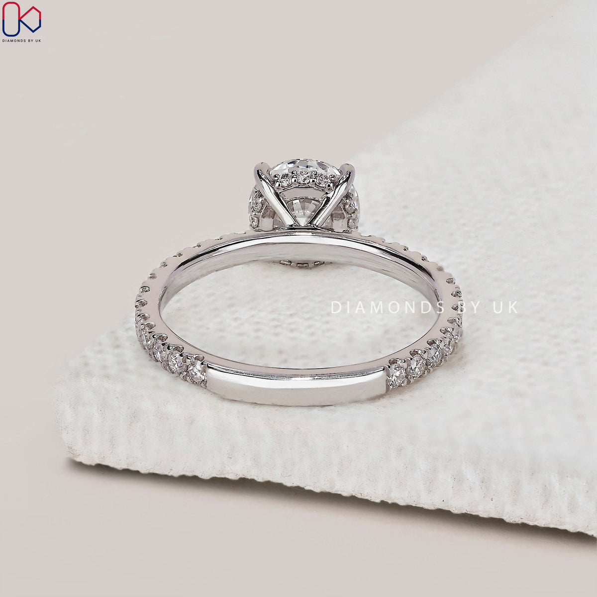 Round Diamond Hidden Halo Ring In White gold