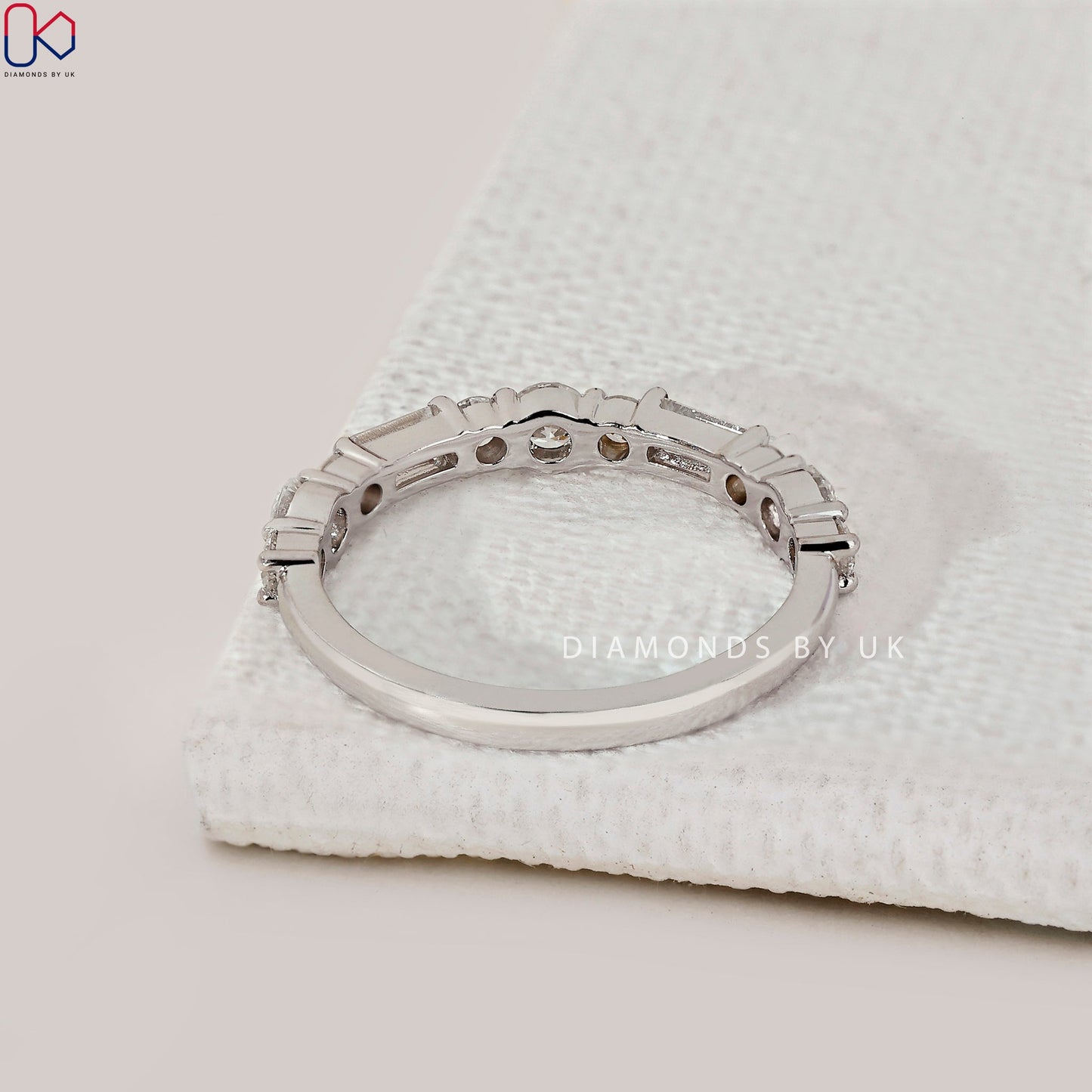 Half Eternity Round Diamond And Baguette Band