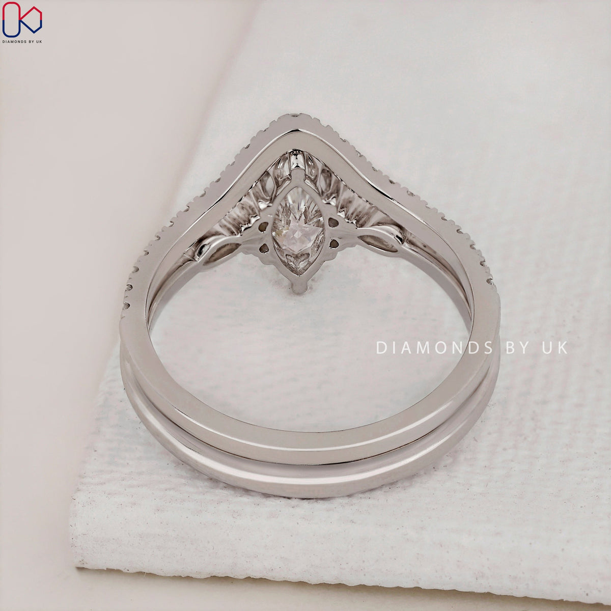 Marquise Diamond Ring And Chevron Band