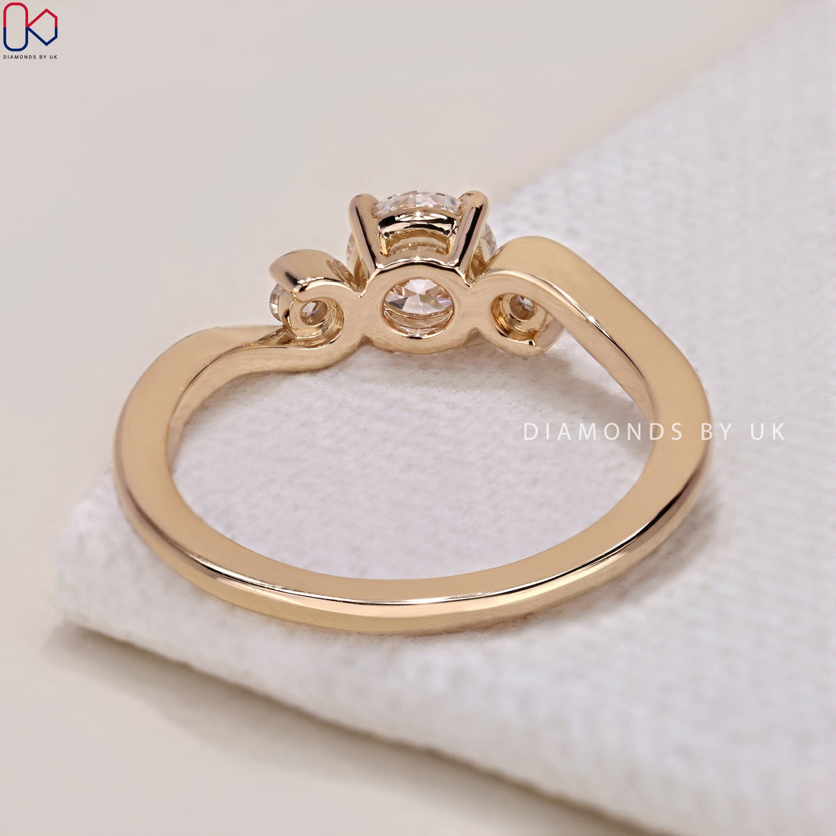 3 Diamond Engagement Ring - Round Diamond