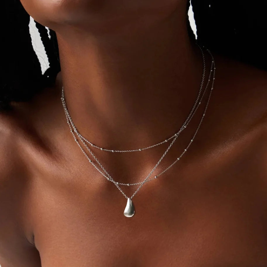 Savi Droplet Pendant & Double Necklace Set | Sterling Silver