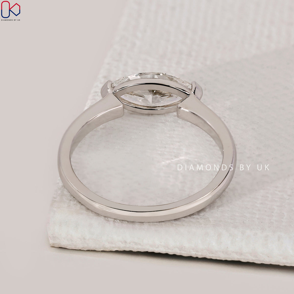 East West Engagement Ring In Marquise Cut
