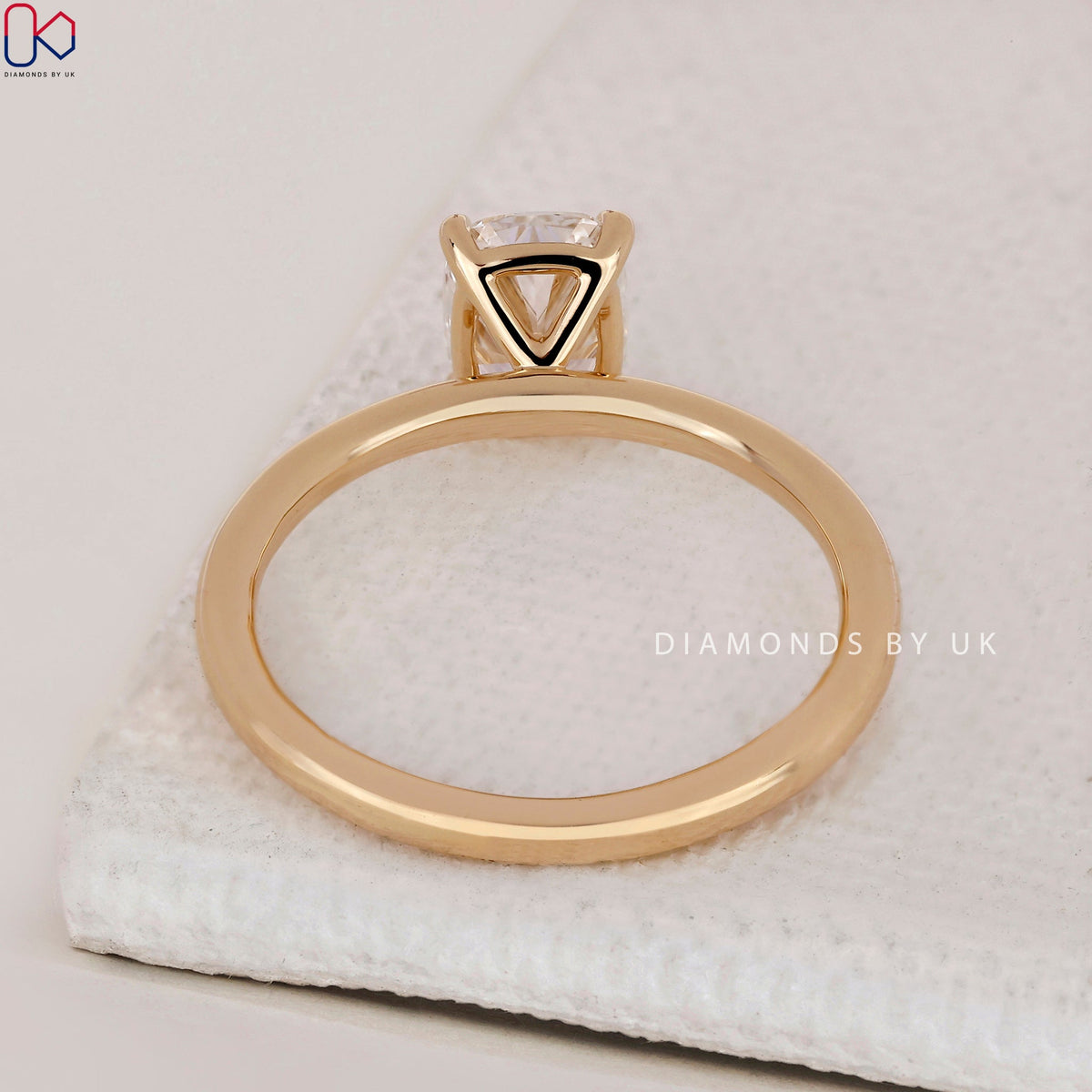 Elongated Cushion Cut Diamond Ring - Solitaire Setting