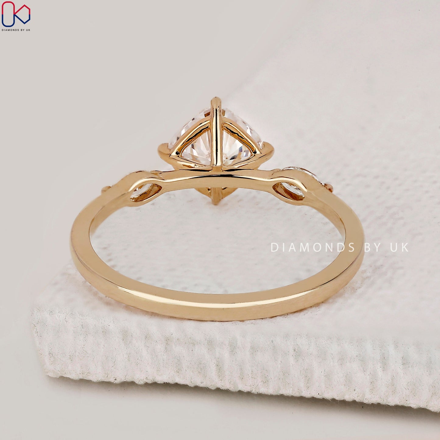 Yellow Gold Cushion Cut Diamond Engagement Ring