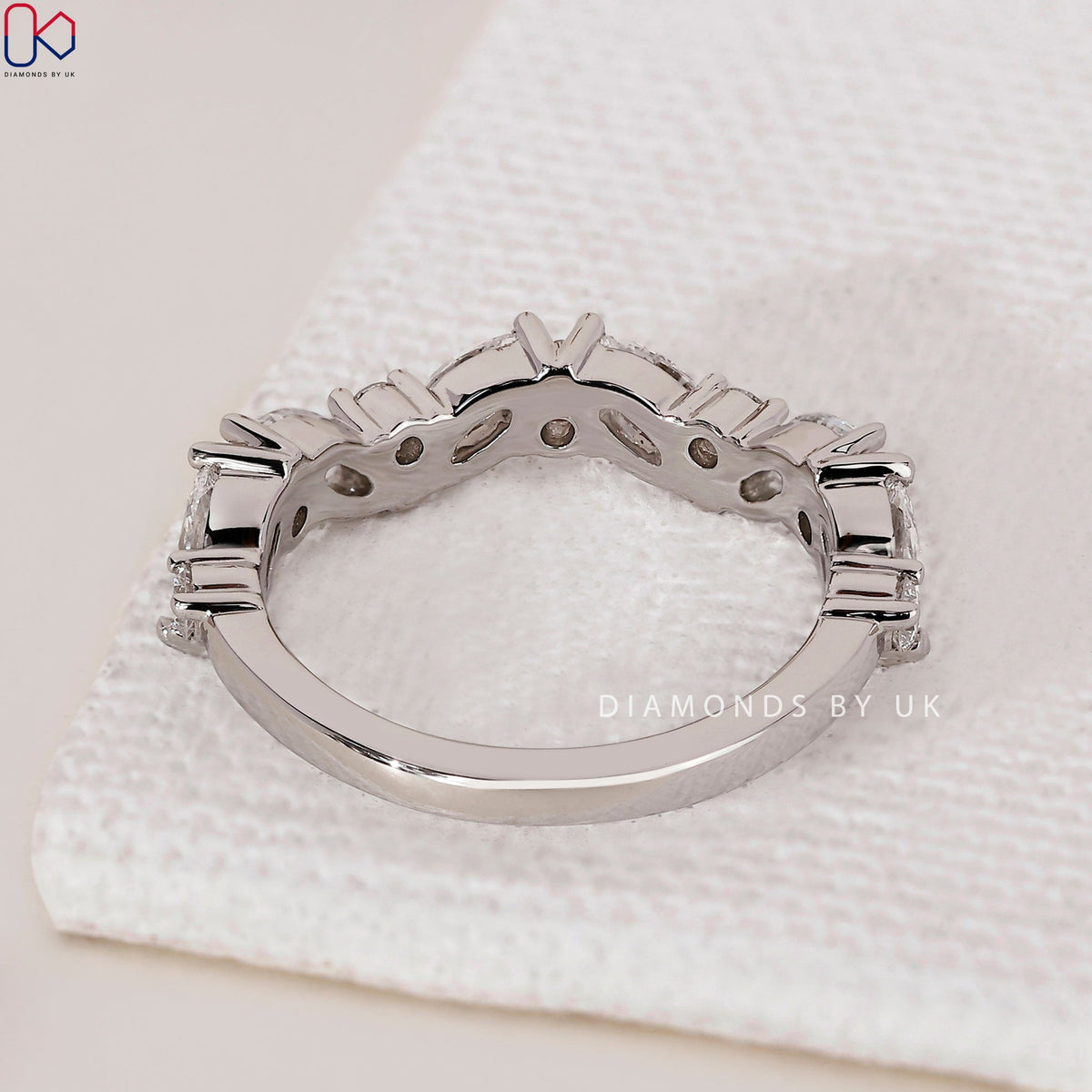 Zig Zag Wedding Band – Marquise and Round Diamonds