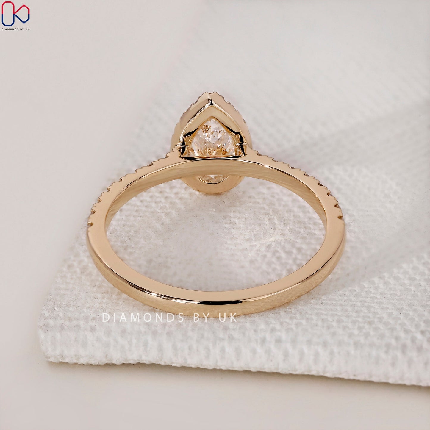 Pear Shaped Engagement Ring - Pave Setting