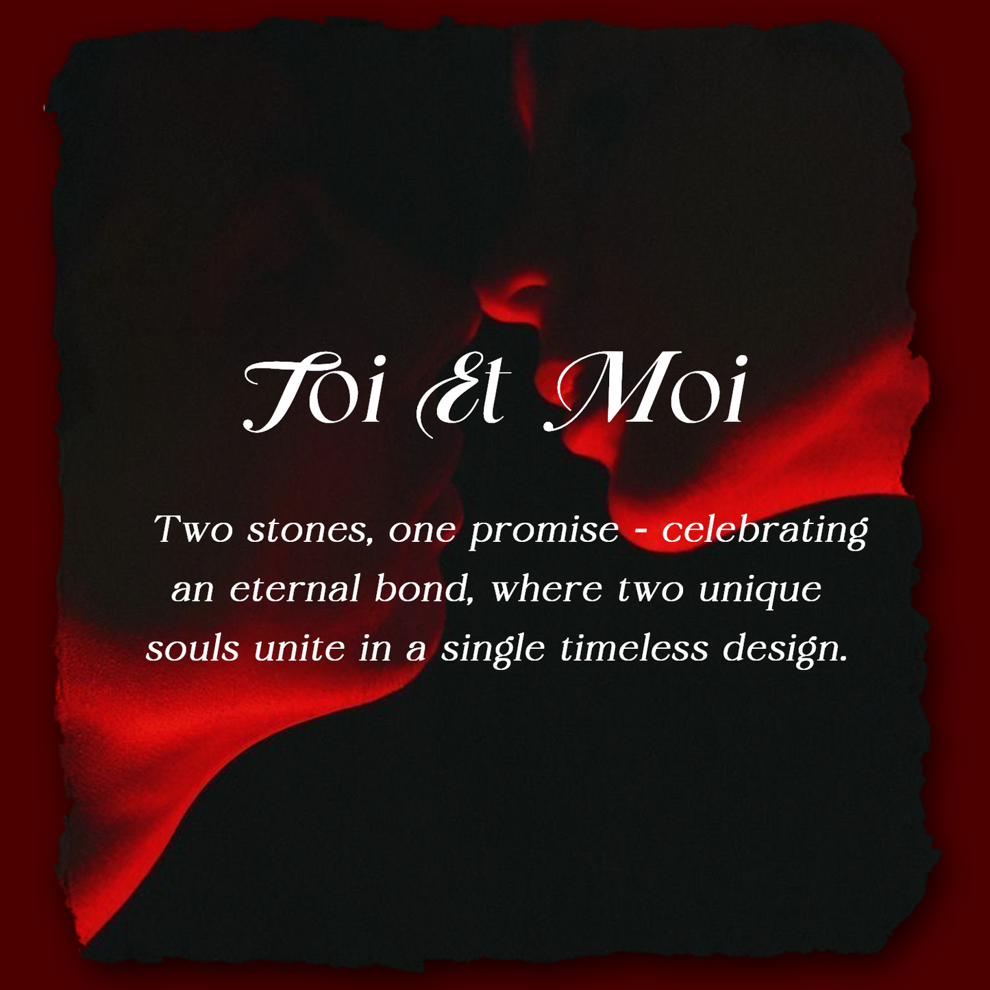Unique Two Stone Coffin Moissanite & Heart Lab Ruby Jewelry Set - 'Toi Et Moi' Jewelry Box
