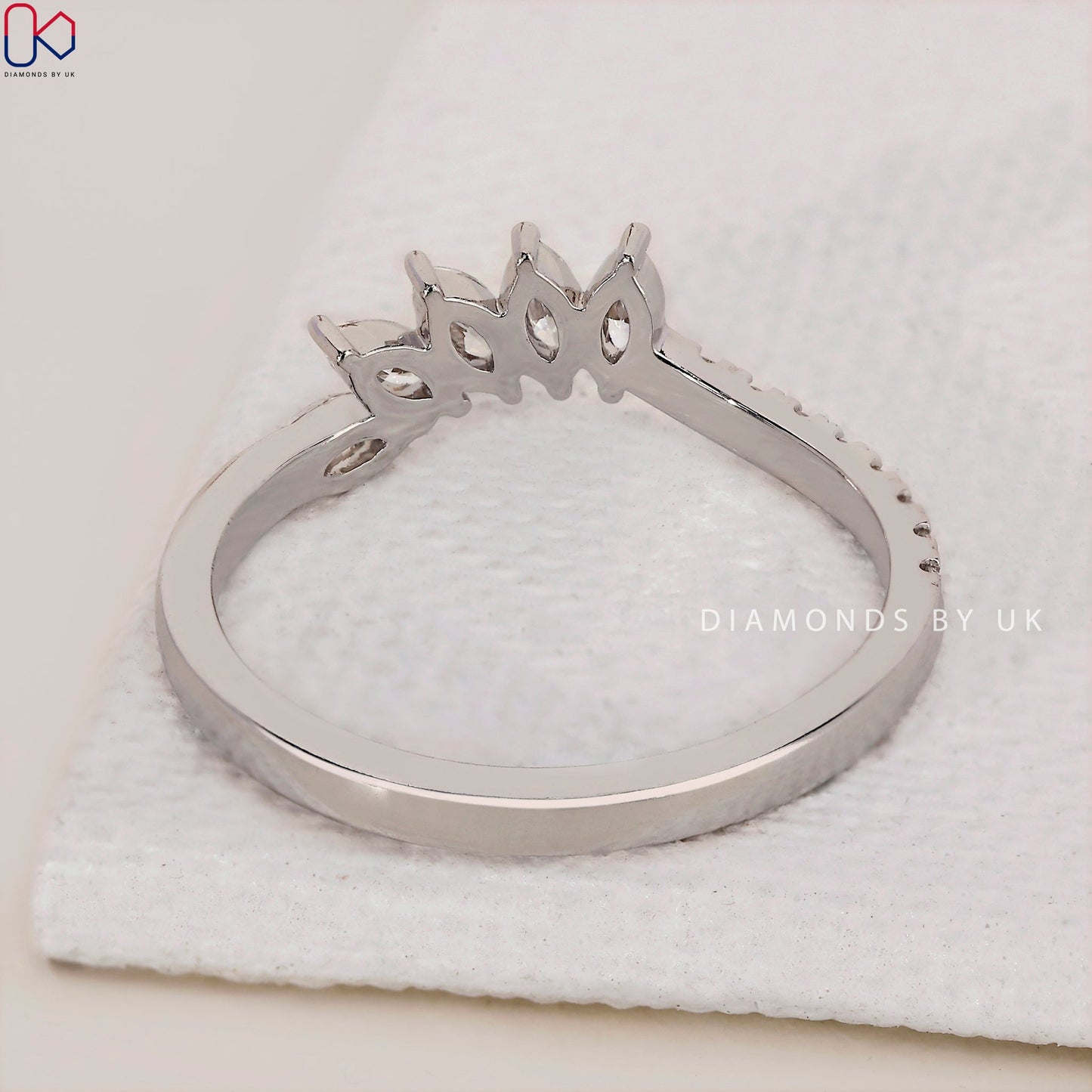 Tiara Wedding Band - Marquise and Round Diamonds