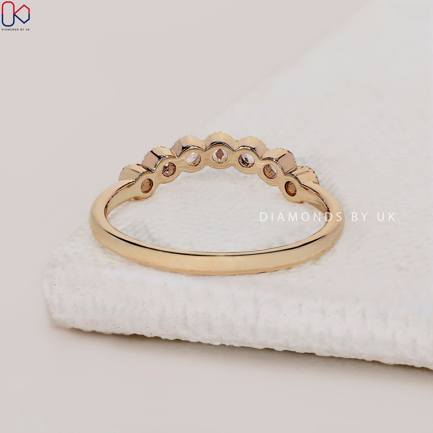 Round Rose Cut Diamond Band Curved Style