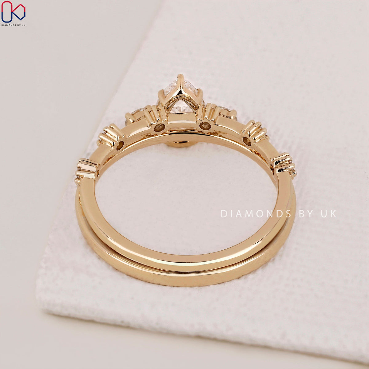 3 Stone Engagement Ring With Wedding Band