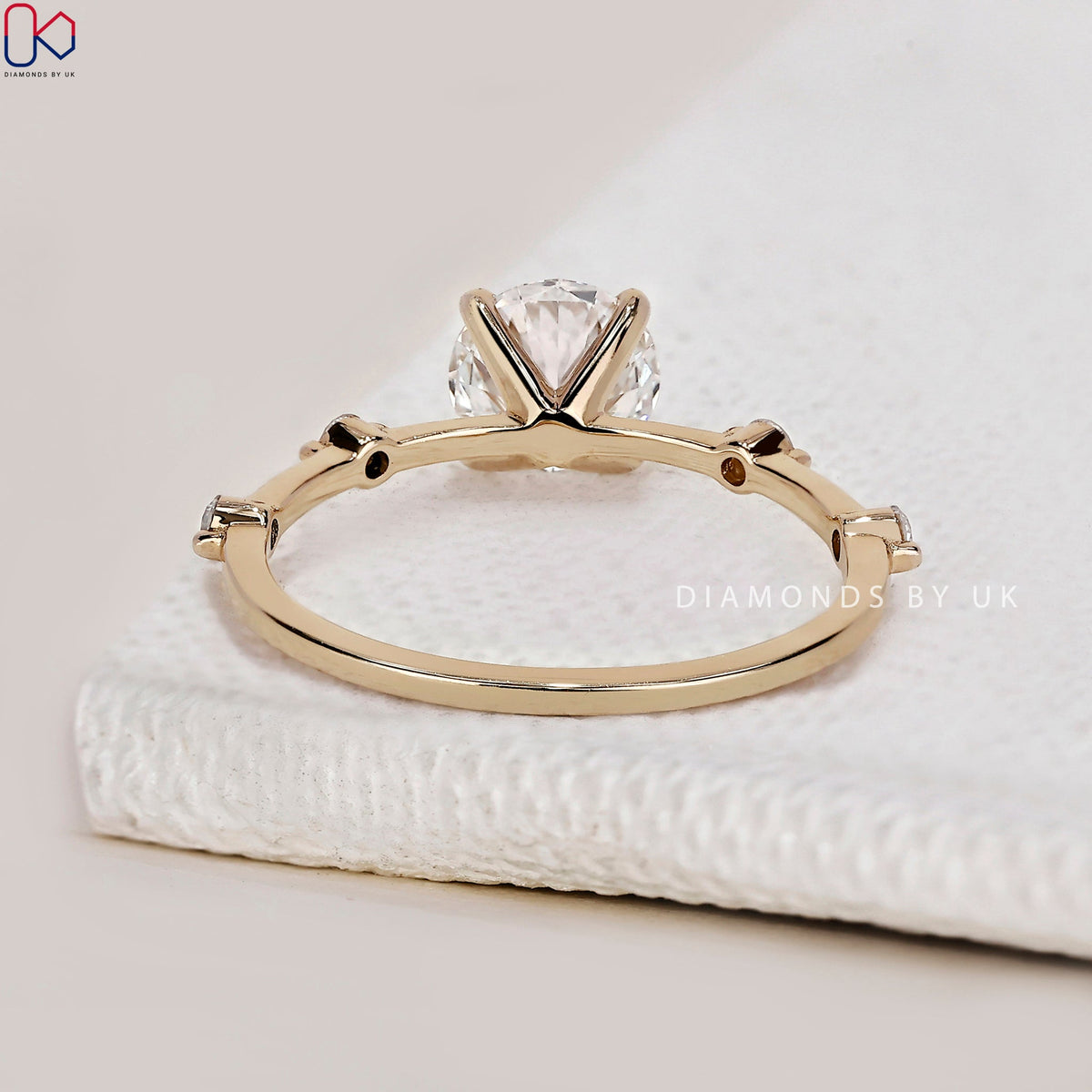 Yellow Gold Engagement Ring With Distance Pave Setting