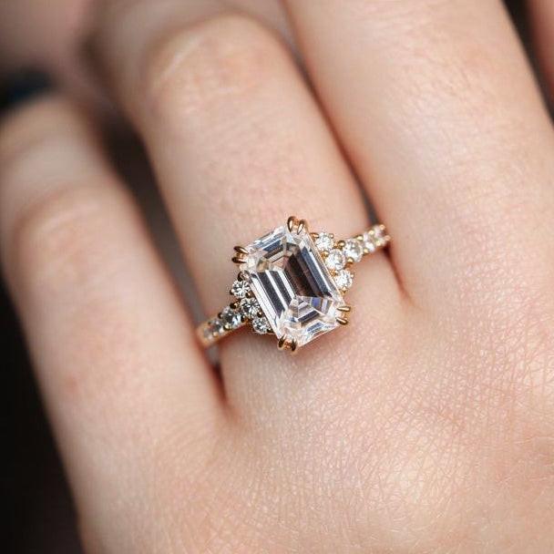 Seraphina’s Luminance | 3CT Emerald Cut Diamond Engagement Ring