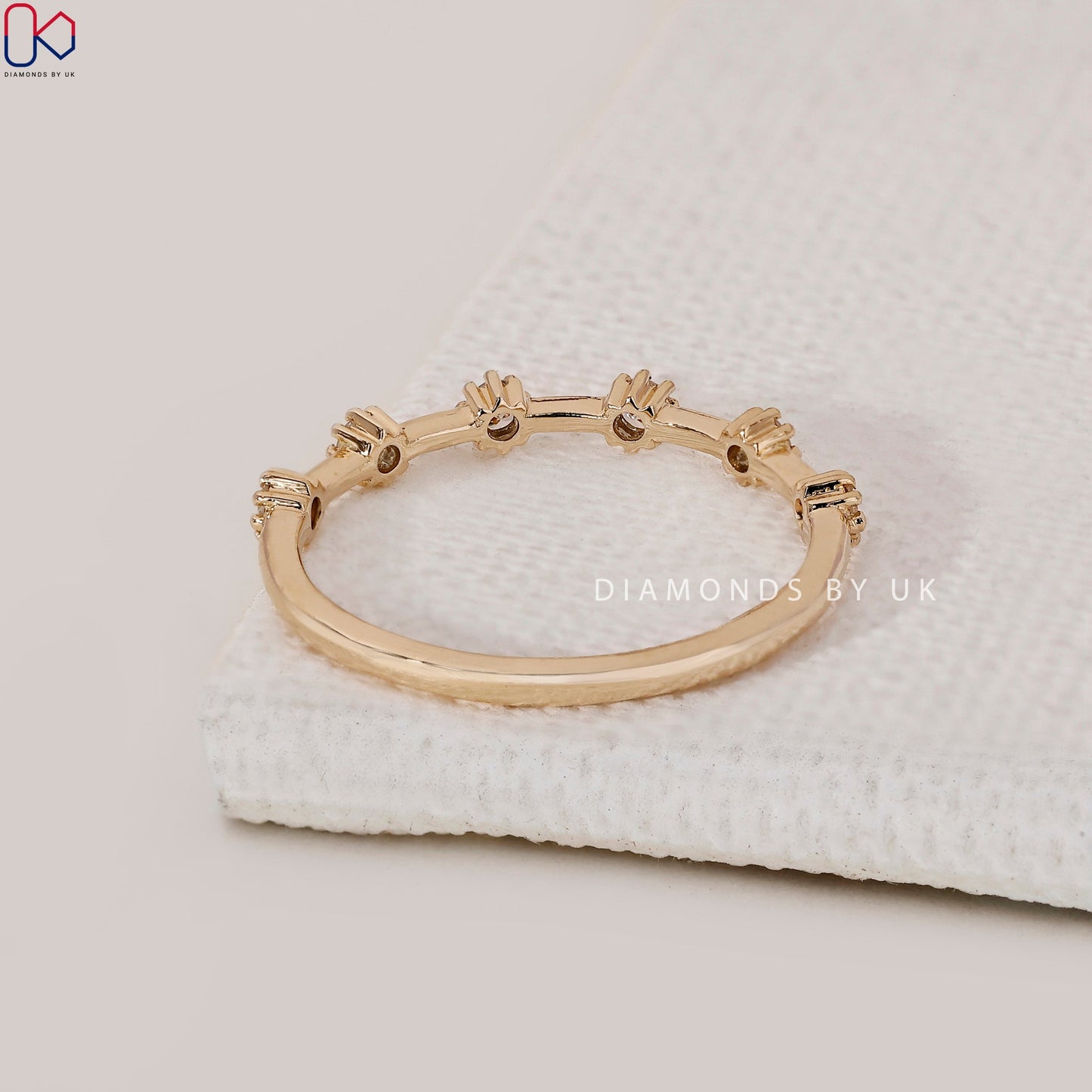 Round Cut Half Eternity Wedding Band