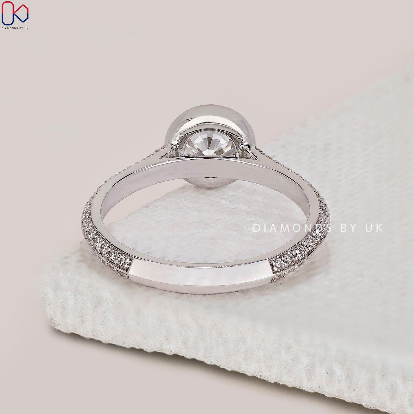 Round Cut Diamond Bezel Set Engagement Ring