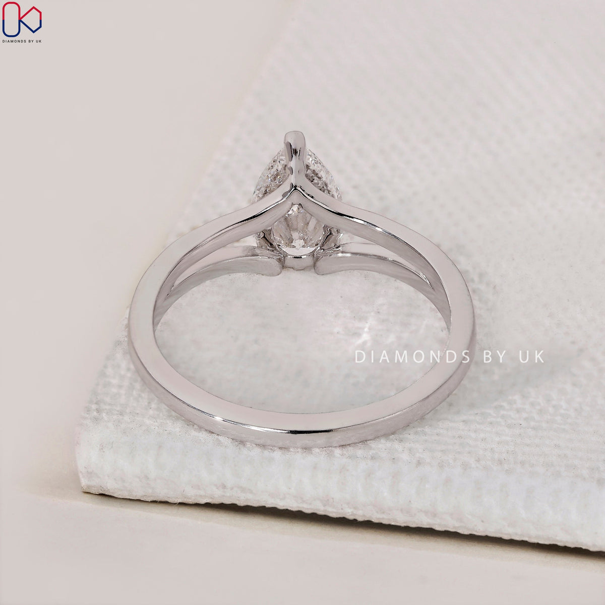 Pear Shape Diamond Ring - Split Shank