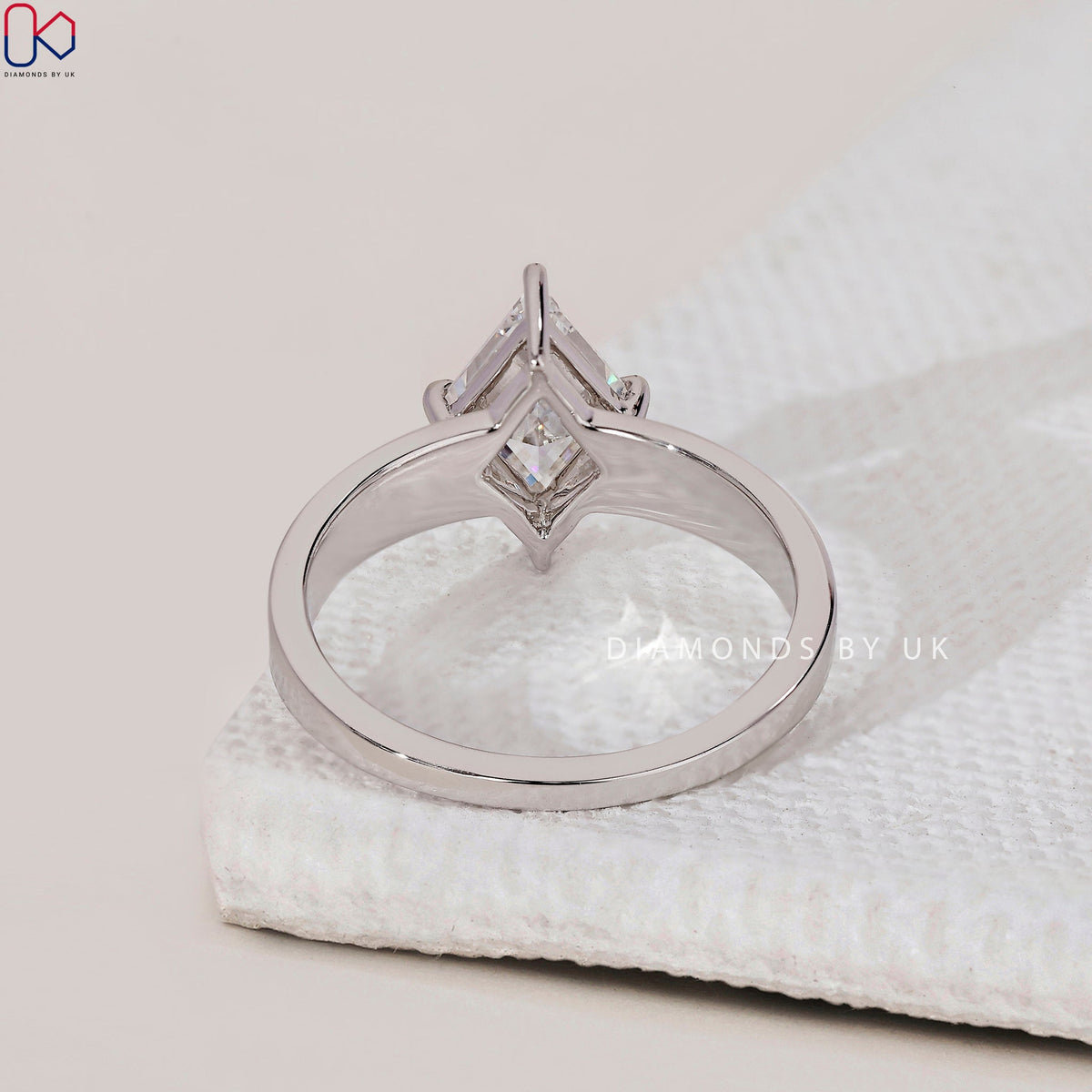 White Gold Lozenge Cut Diamond Ring