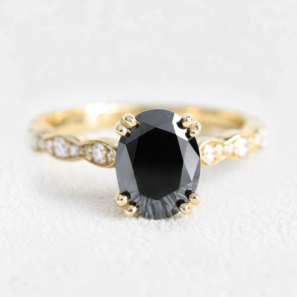 Vera's Midnight | Oval Black Diamond Solitaire Engagement Ring