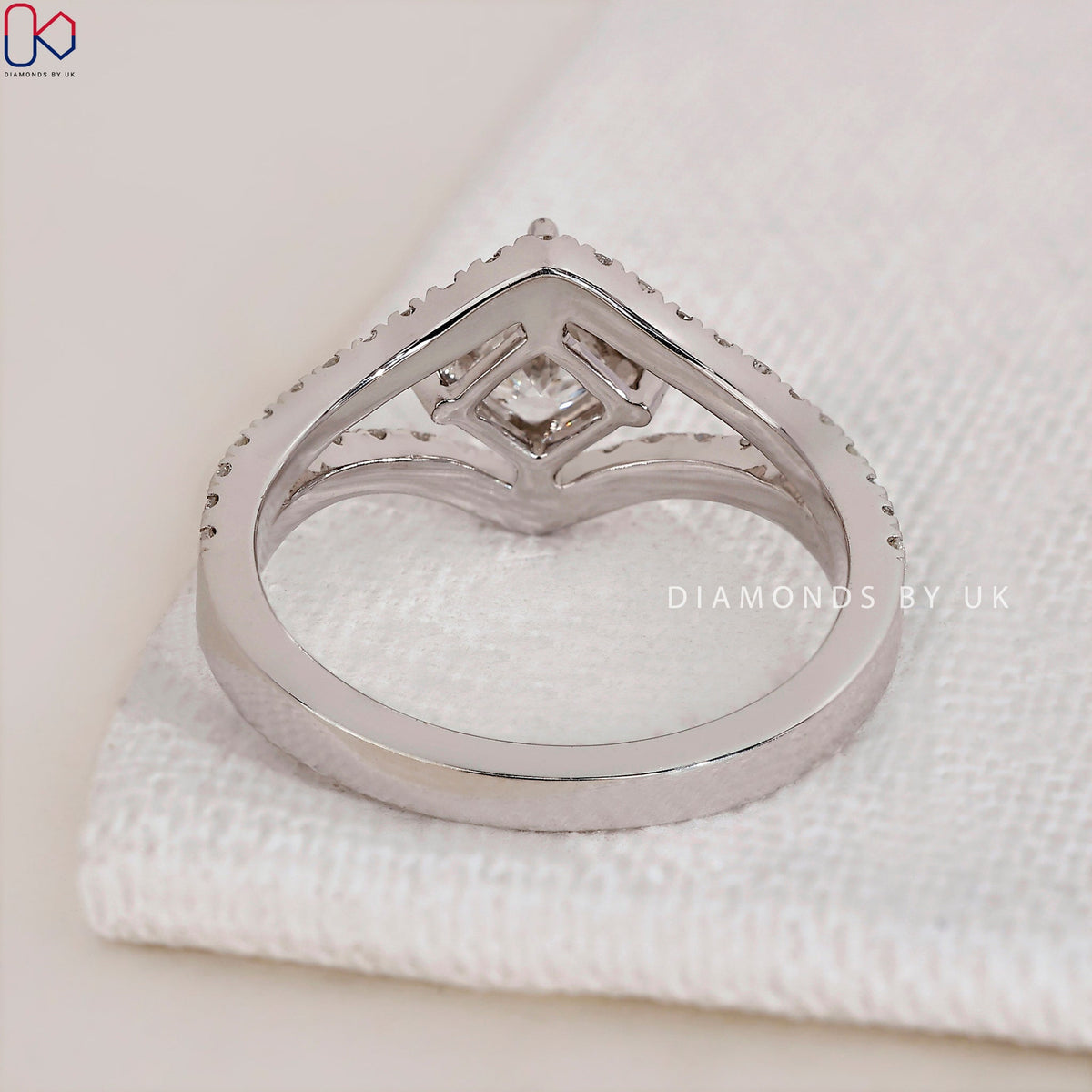 Princess Cut Diamond Ring - Split Shank Pave
