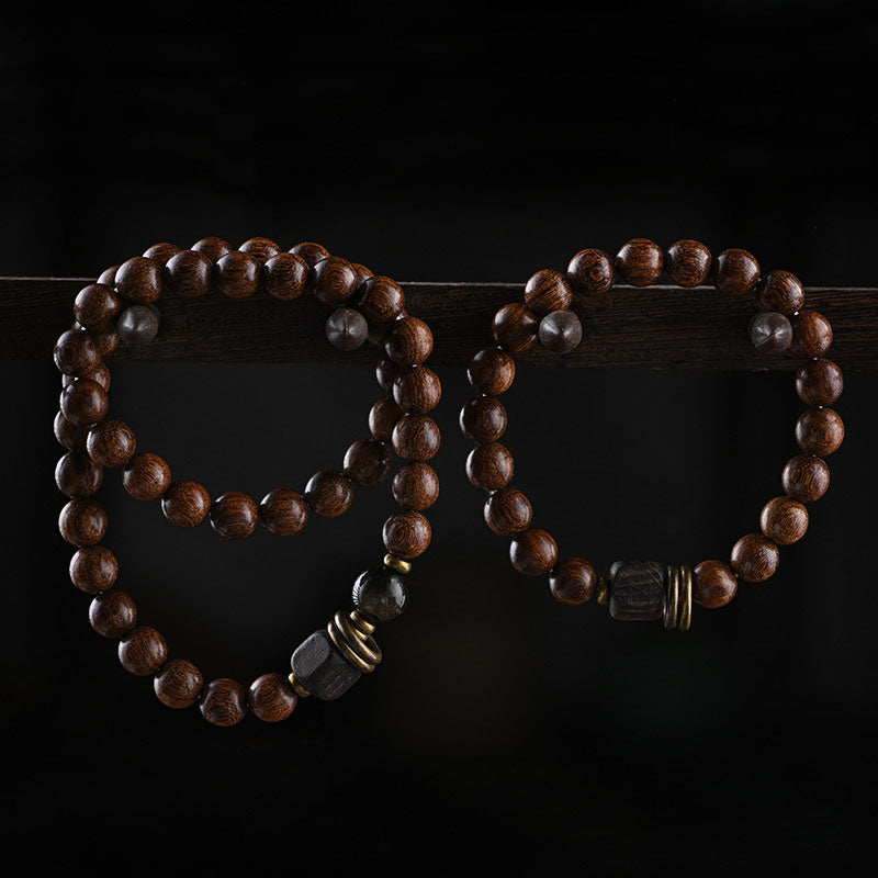 Gold Silk Sandalwood Mala Beads Buddhist Bracelet